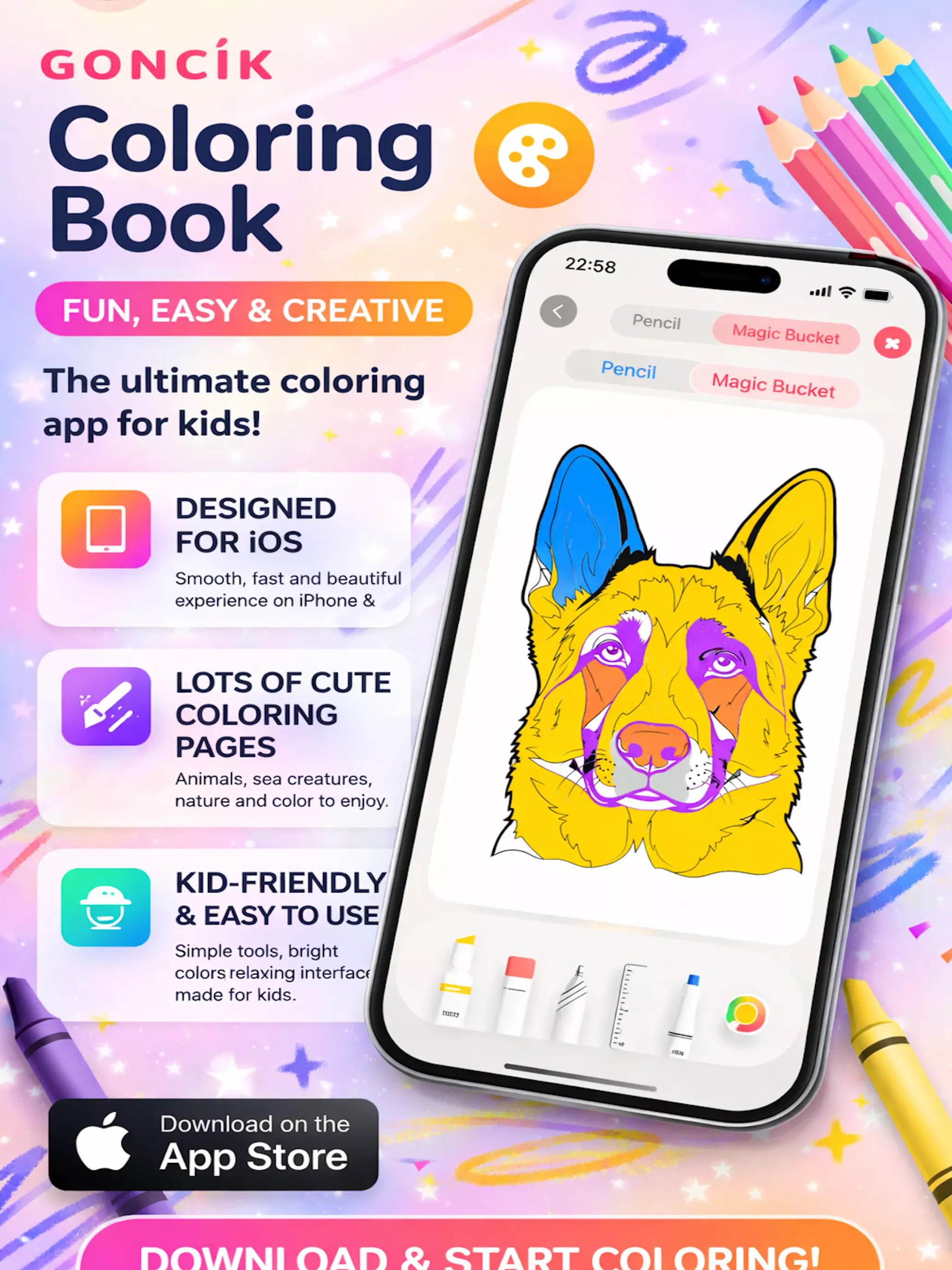 Goncik Coloring Book ios app yayında